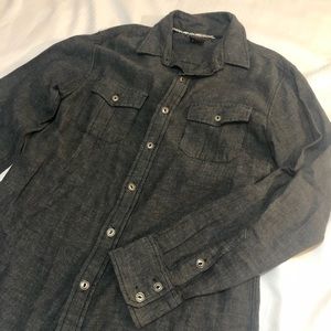 Tong Hawk Long Sleeve Button Down Gray Casual Shirt